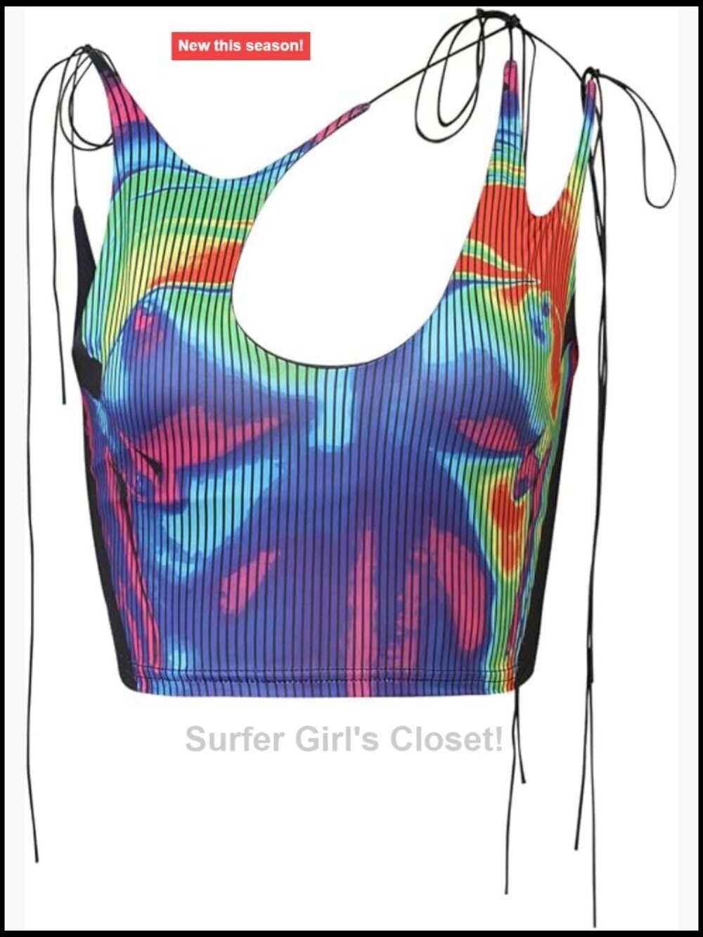 Y2K Halter Crop Tank Top Rave Outfit Sleeveless 95% Polyester 5% Elastane